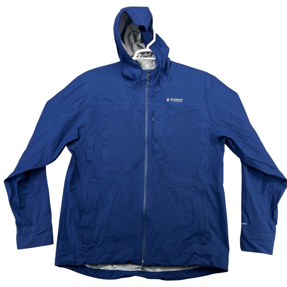 Alaskan Hardgear Duluth Trading Co Mens Blue Hooded Rain Jacket Size L 14314